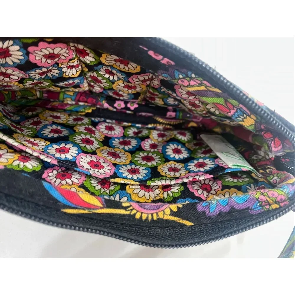 Vera Bradley Quilted Floral Paisley Little Small Bag Purse Black Background